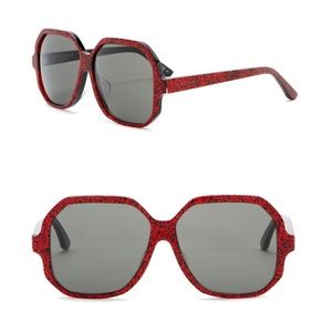 SAINT LAURENT Oversized Square Glitter Sunglasses